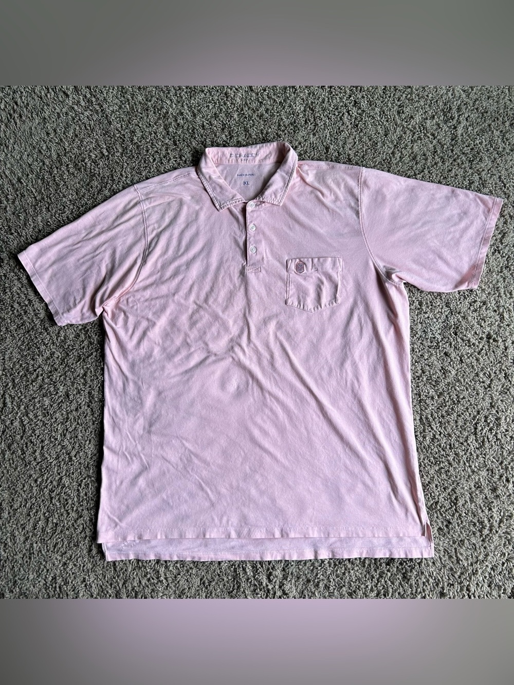 B. Draddy Polo Shirt Mens XL Subtle Pink Striped Pima Cotton Golf Stretch Casual